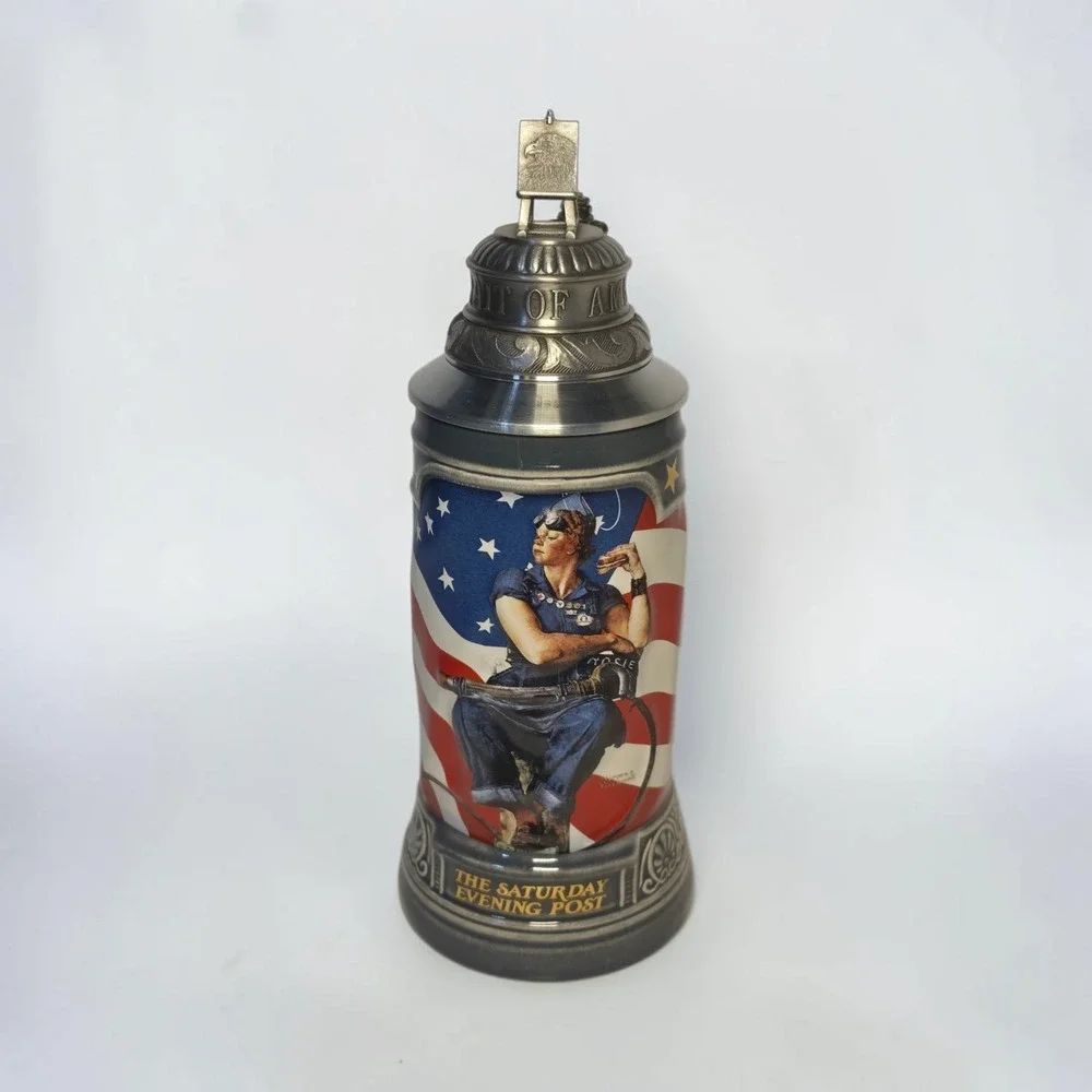Rosie the Riveter Collectible Beer Stein Norman Rockwell w/ COA New in Box